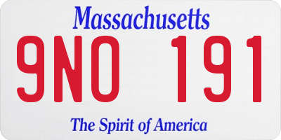 MA license plate 9NO191