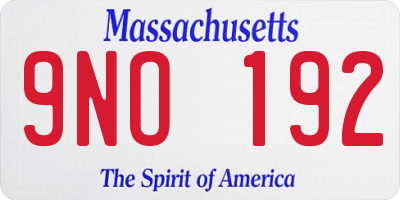 MA license plate 9NO192