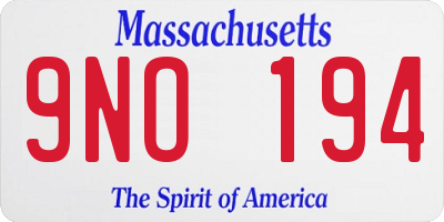 MA license plate 9NO194