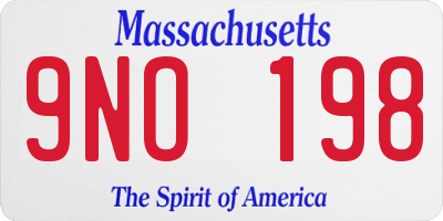 MA license plate 9NO198