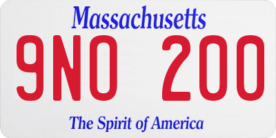 MA license plate 9NO200