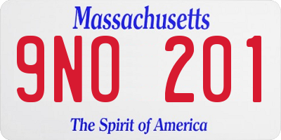 MA license plate 9NO201