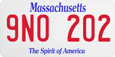 MA license plate 9NO202