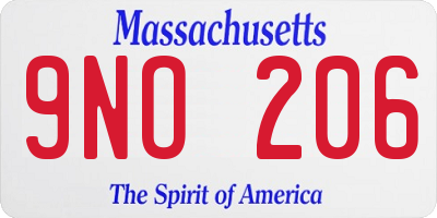 MA license plate 9NO206