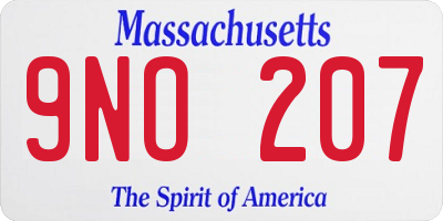 MA license plate 9NO207
