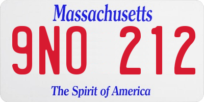 MA license plate 9NO212