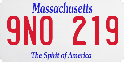 MA license plate 9NO219