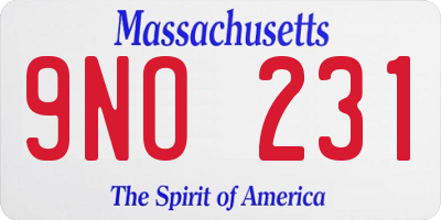 MA license plate 9NO231