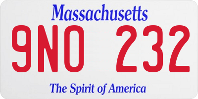 MA license plate 9NO232