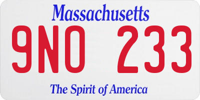 MA license plate 9NO233