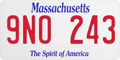 MA license plate 9NO243