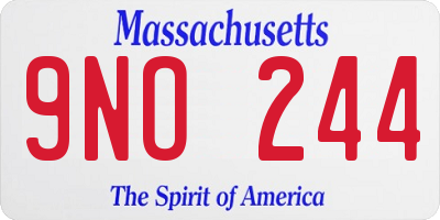 MA license plate 9NO244