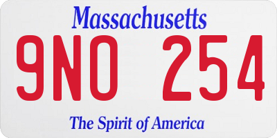 MA license plate 9NO254