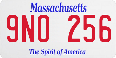 MA license plate 9NO256