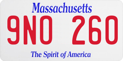 MA license plate 9NO260