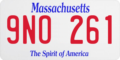 MA license plate 9NO261