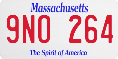 MA license plate 9NO264