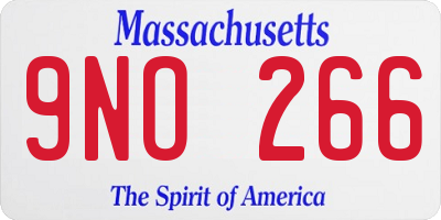 MA license plate 9NO266
