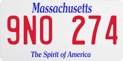 MA license plate 9NO274