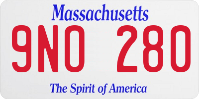 MA license plate 9NO280