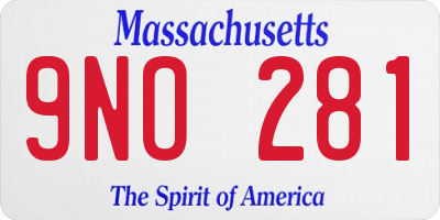 MA license plate 9NO281