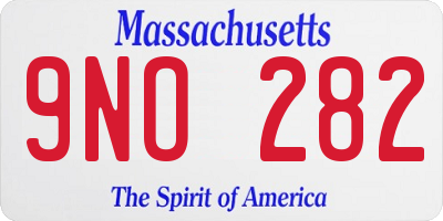 MA license plate 9NO282