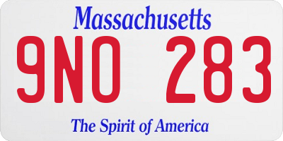 MA license plate 9NO283