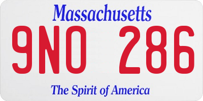 MA license plate 9NO286