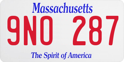 MA license plate 9NO287