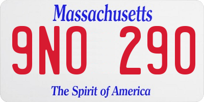 MA license plate 9NO290