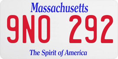 MA license plate 9NO292