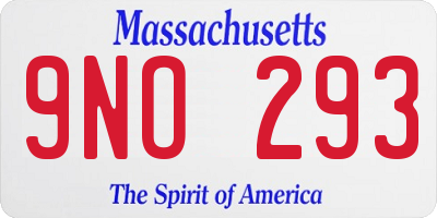MA license plate 9NO293