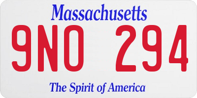 MA license plate 9NO294