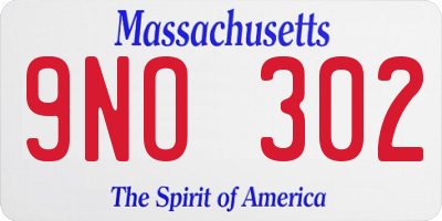 MA license plate 9NO302
