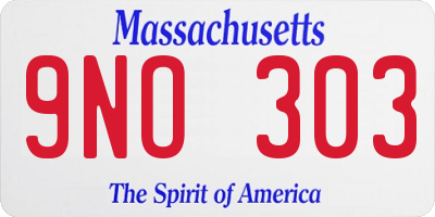 MA license plate 9NO303