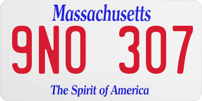 MA license plate 9NO307