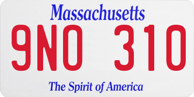MA license plate 9NO310