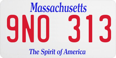 MA license plate 9NO313