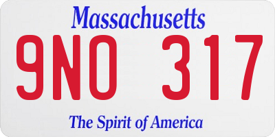MA license plate 9NO317