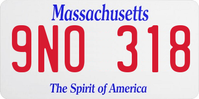 MA license plate 9NO318