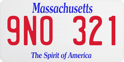 MA license plate 9NO321
