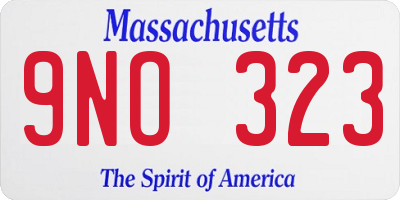 MA license plate 9NO323