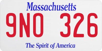 MA license plate 9NO326