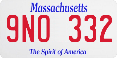 MA license plate 9NO332