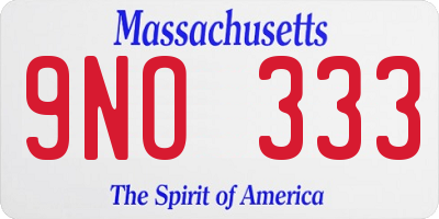 MA license plate 9NO333