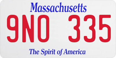 MA license plate 9NO335