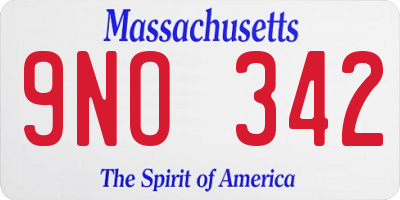 MA license plate 9NO342