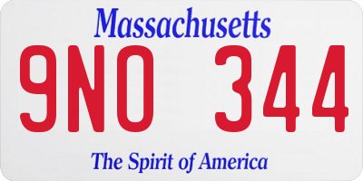 MA license plate 9NO344