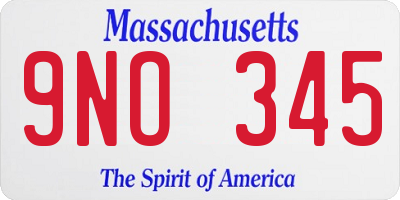 MA license plate 9NO345