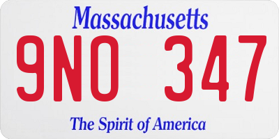 MA license plate 9NO347